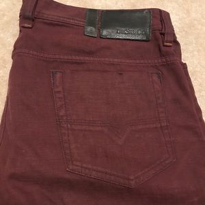 Diesel Slim-Straight Leg Maroon Jeans